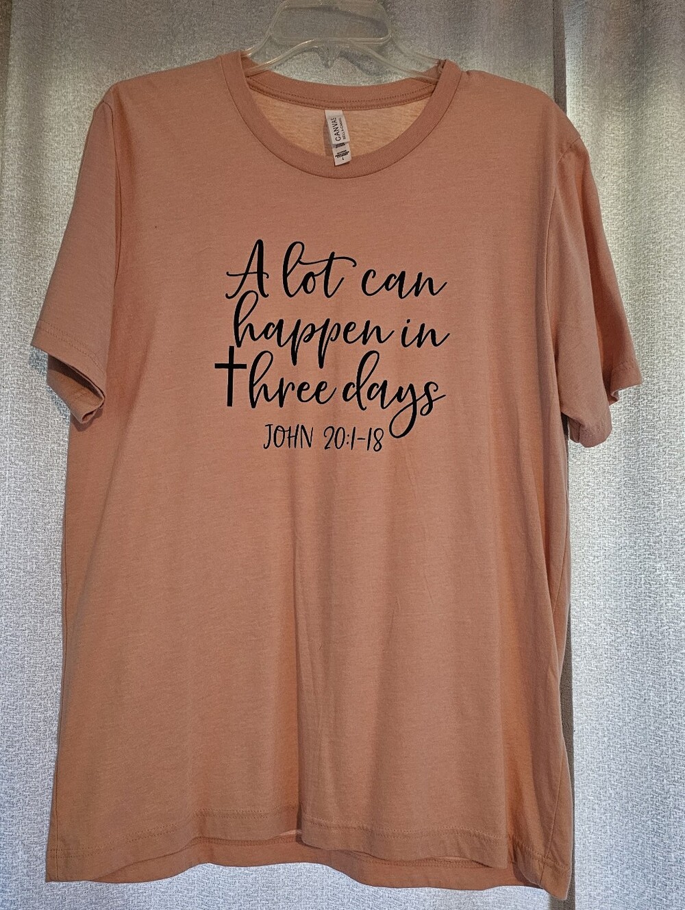 Bella Canvas Blush Pink 'A Lot Can Happen in Three Days' Graphic Tee